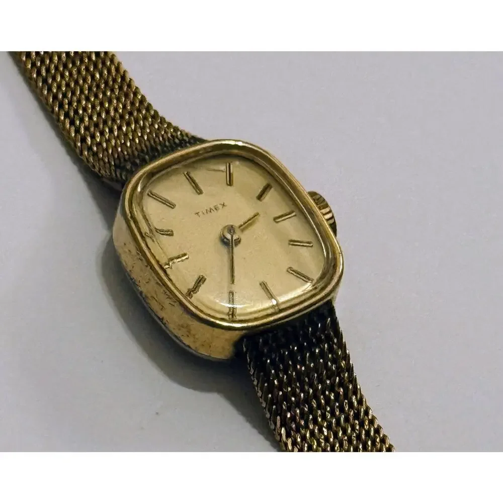 Vintage Timex Ladies Watch Running Gold Tone Mesh Bracelet Manual Wind